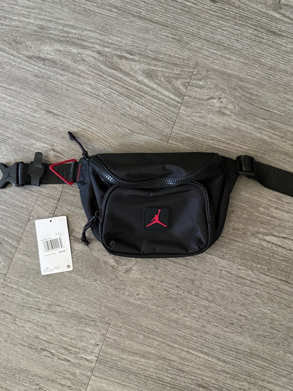Jordan Black Waist Pack with Red Jumpman Accent
